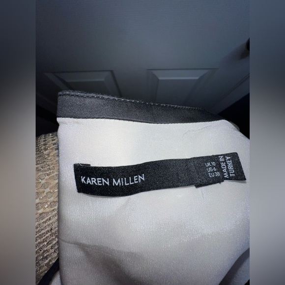 Karen Millen US 6 UK 10 Beige Black Colorblock Shift Cocktail Dress S - Picture 4 of 16